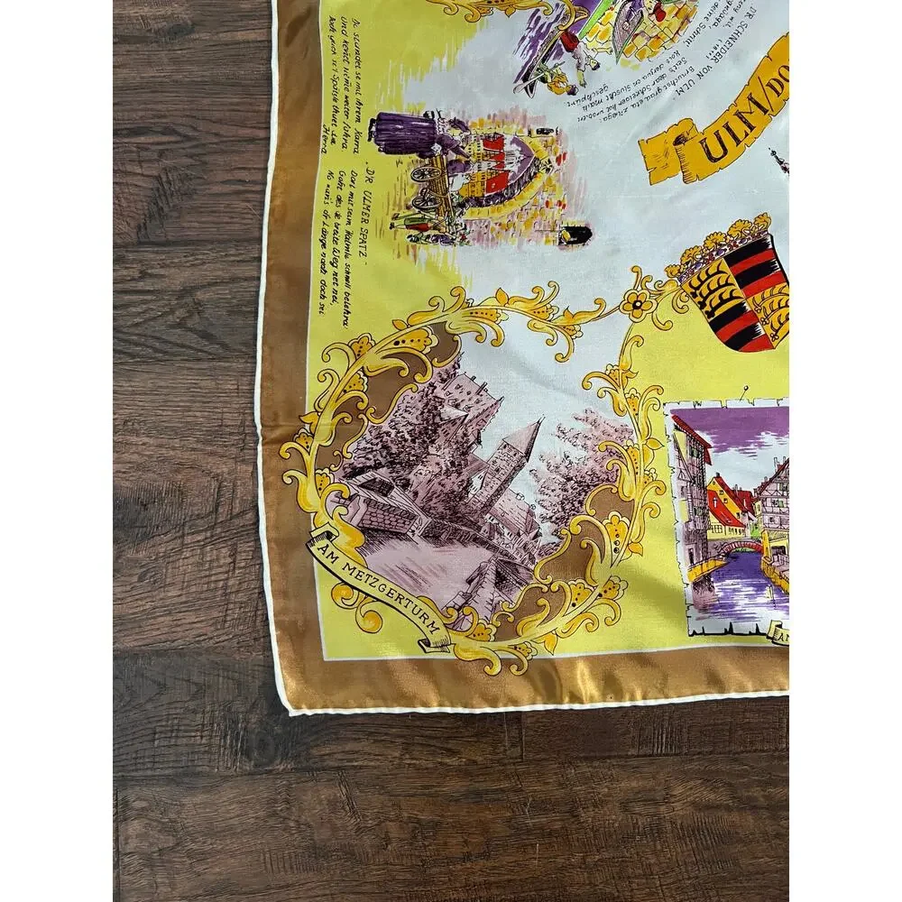 Vintage Dresser Accessory Souvenir Scarf - Ulm Germany Landmark Travel Square